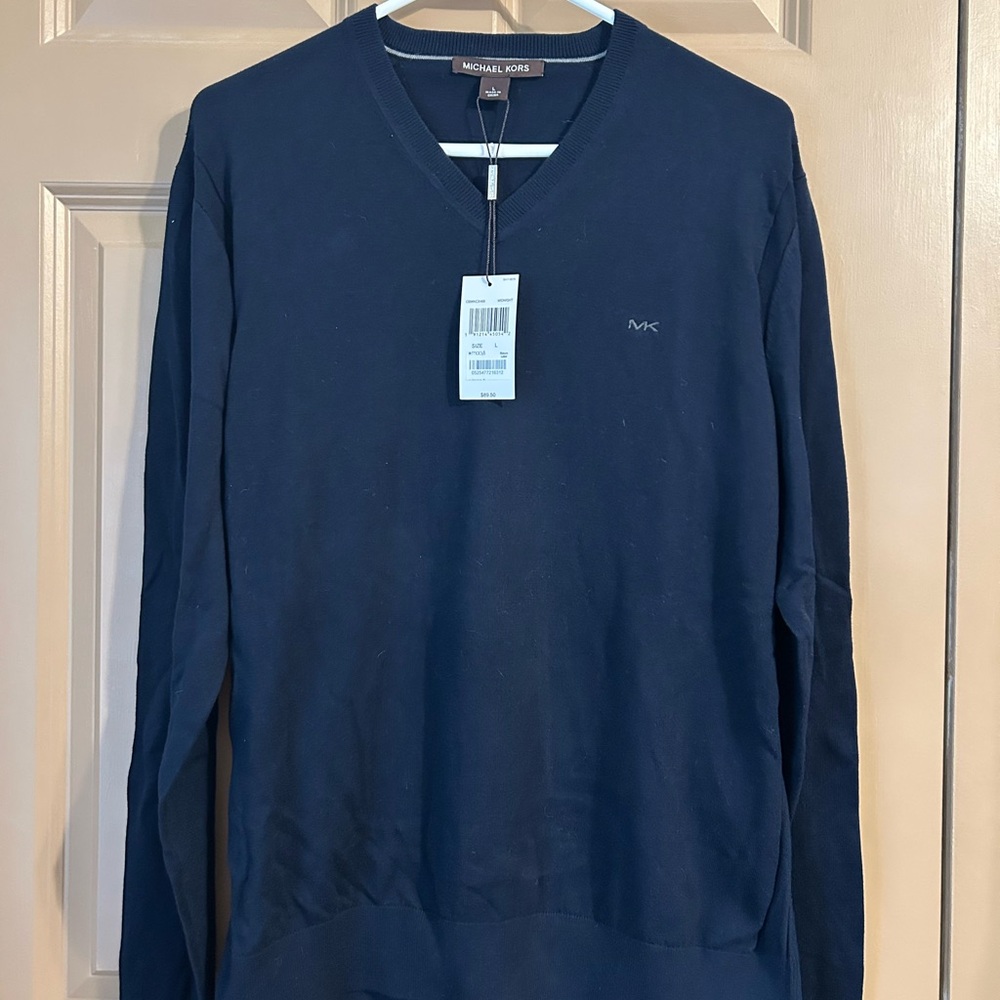 Michael Kors Navy V-Neck Pullover Sweater